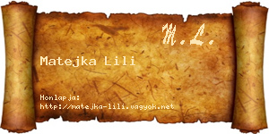 Matejka Lili névjegykártya